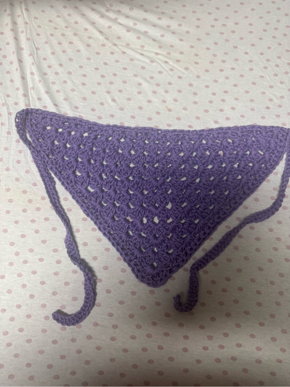Handmade Crocheted Triangle hair bandanna in Lavender